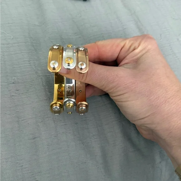 Henri Bendel Gold Rose Gold Silver Studded Bracelets - Picture 3 of 3